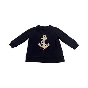 Ralph Lauren Kids Navy Blue Anchor Embroidered Fleece Sweatshirt 9M Pullover
